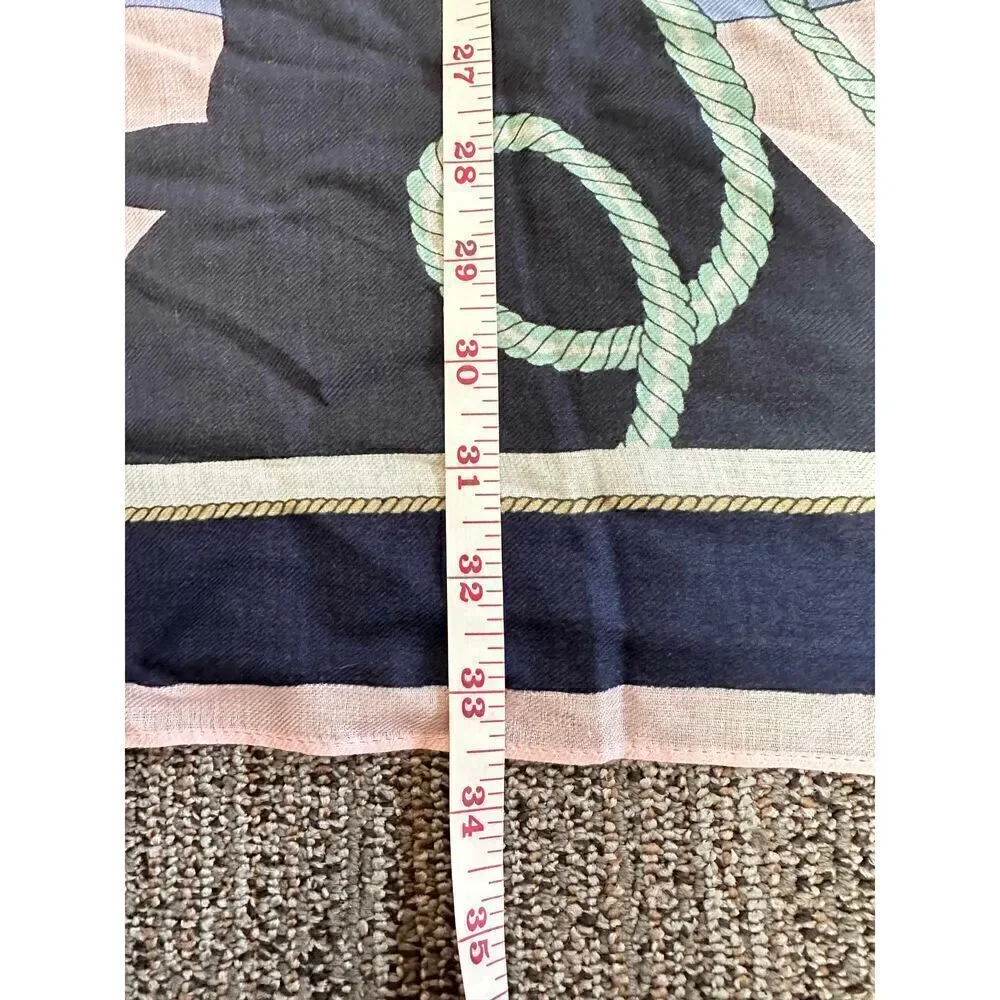 Talbots‎ Square Starboard Port Scarf Silk Indigo Blue Multi